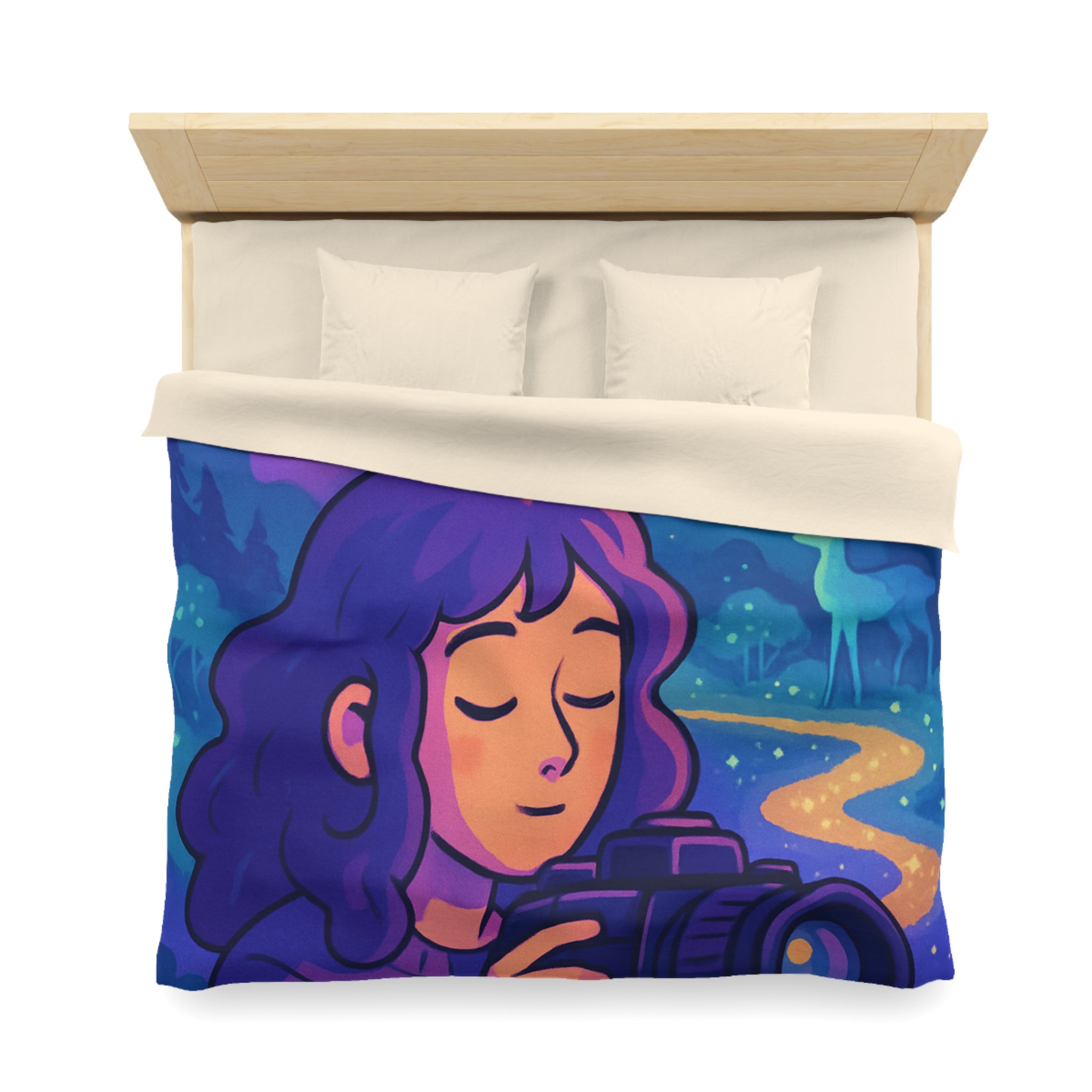 Housse de Couette Mystique avec Paysage Onirique et Envolée de Montagnes Flottantes