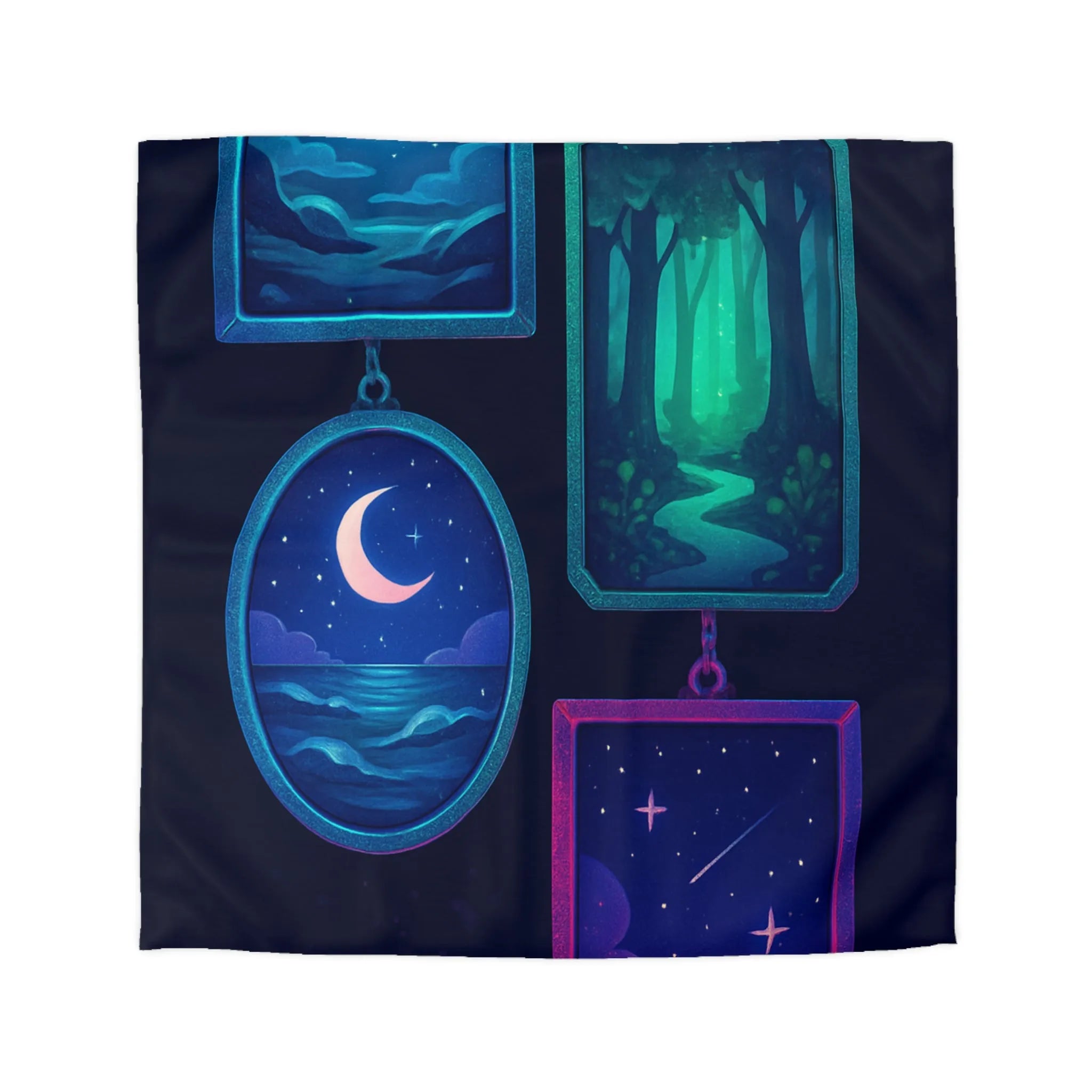 Housse de couette enchanteur avec motifs célestes et paysages rêveurs pour chambres relaxantes