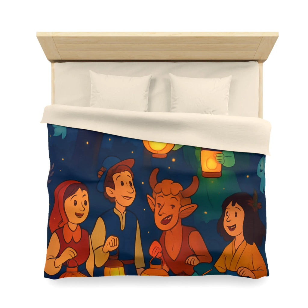 Housse de couette magique avec lanterne, créatures fantastiques et forêt enchantée
