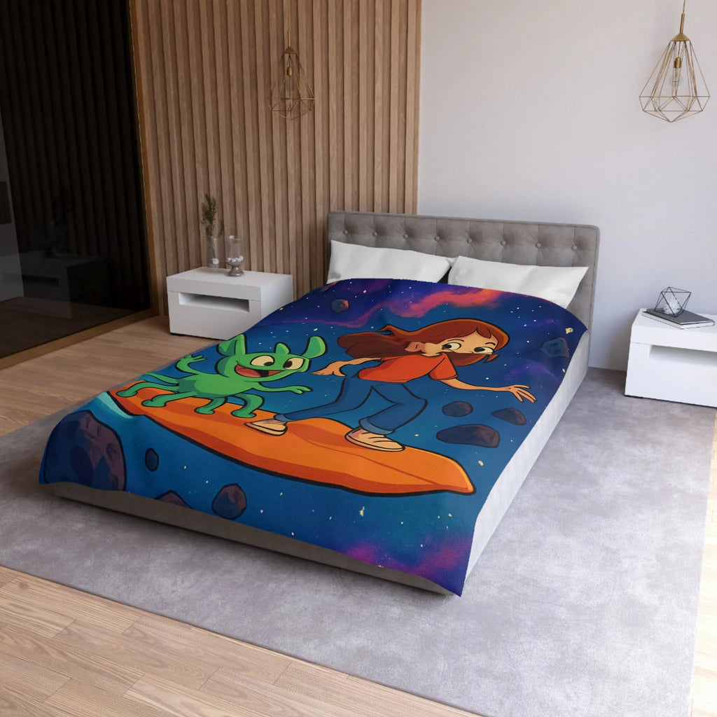 Explorez l’univers avec cette housse de couette lumineuse pour enfants, style aventure cosmique