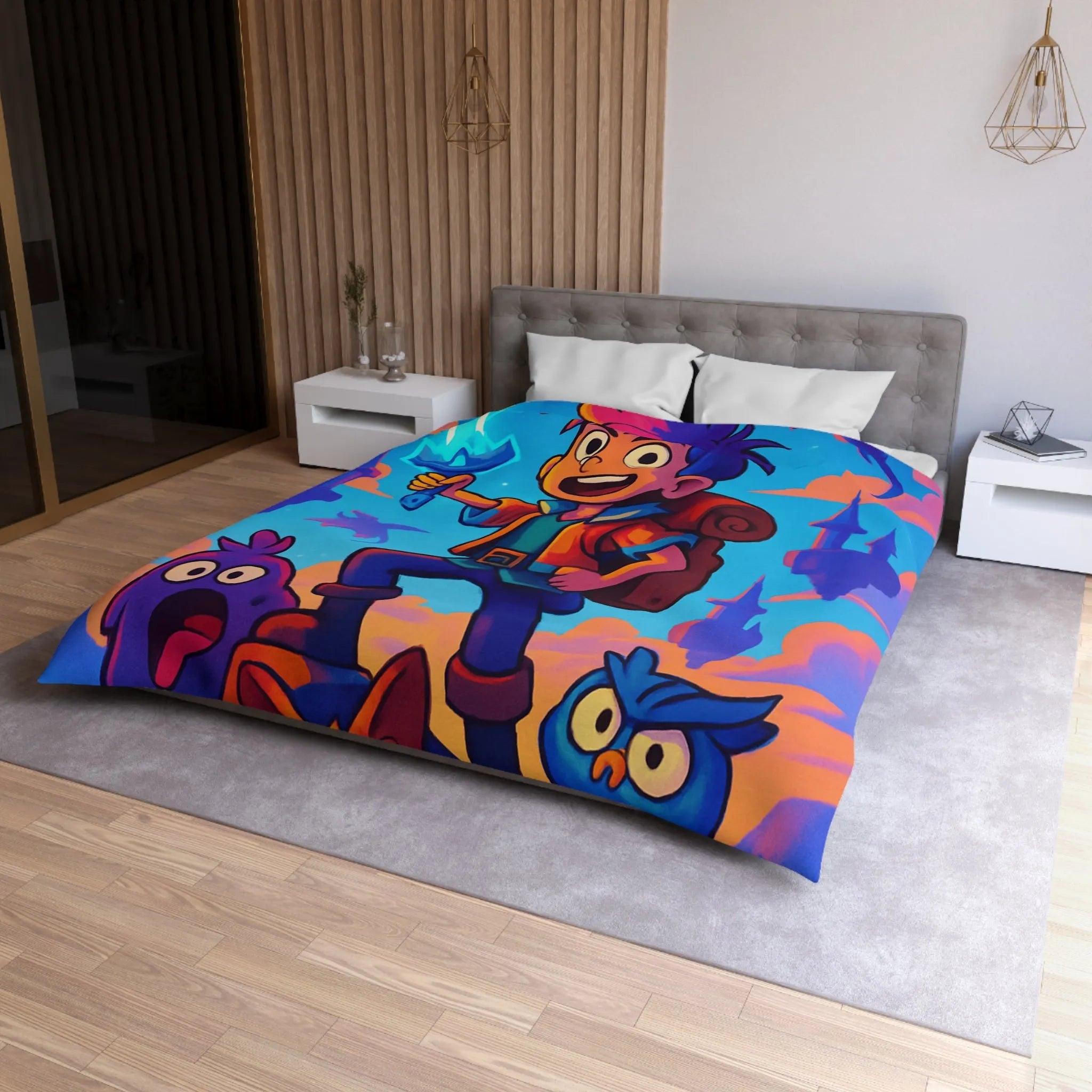 Housse de Couette Aventure Fantastique avec Épée Enchantée et Créatures Magiques pour Enfants