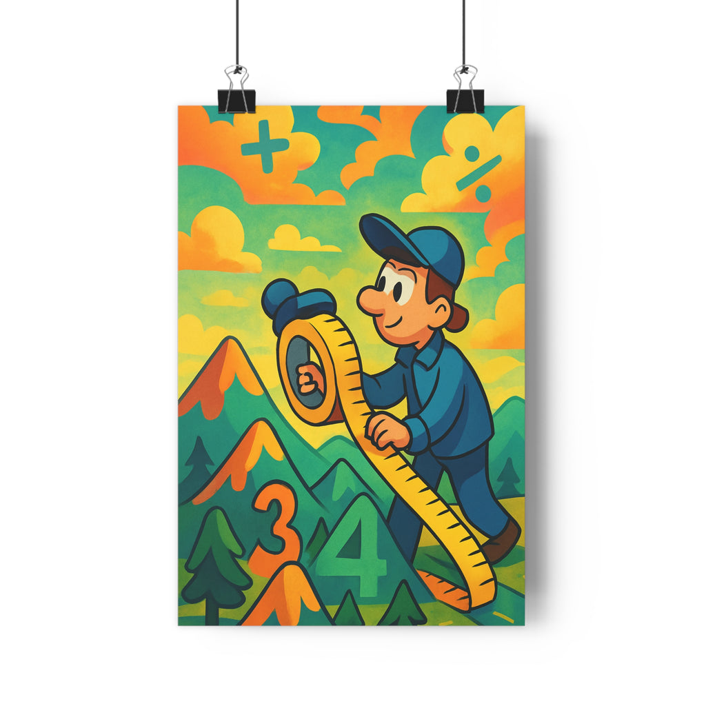 Poster décoratif ludique dessin animé coloré aventure enfant chambre créatif surréaliste montagne géant chiffres