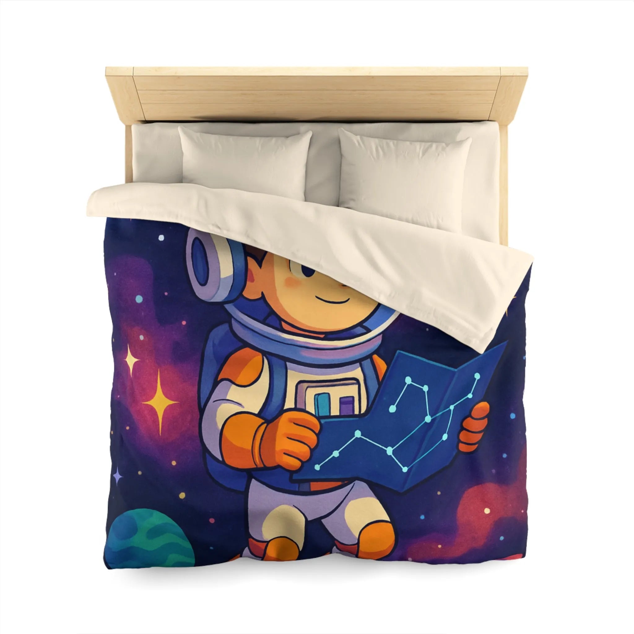 Explorez l'Espace avec un Jeune Astronaute et Planètes Colorées sur Votre Linge