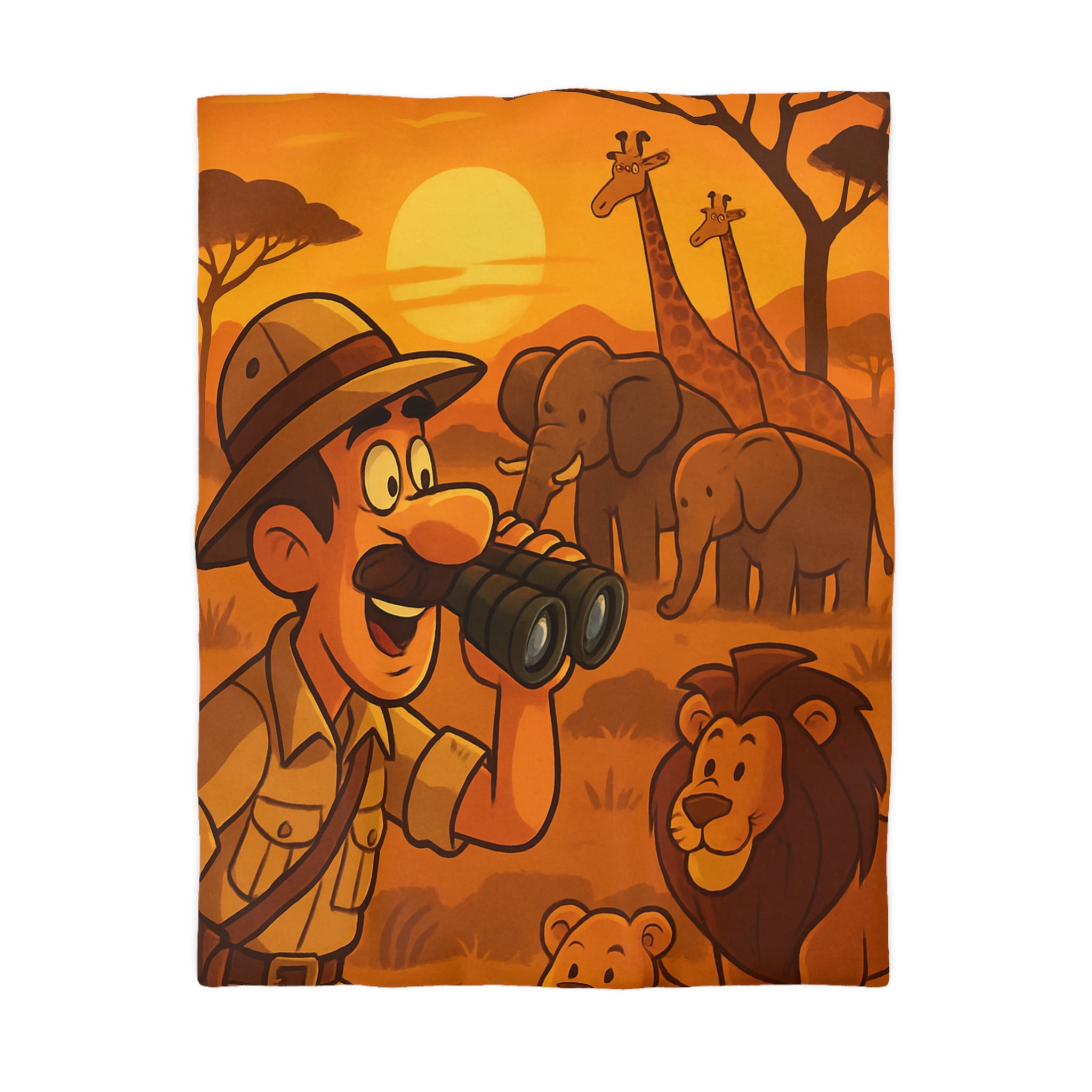 Housse de couette safari au coucher de soleil avec animaux d'Afrique pour enfants