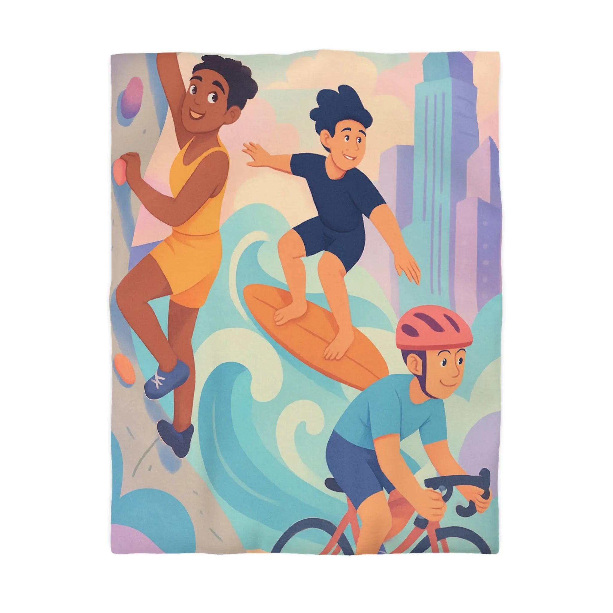 Housse de Couette Microfibre Art Graphique Contemporain Style Décoratif Chambre Tendance