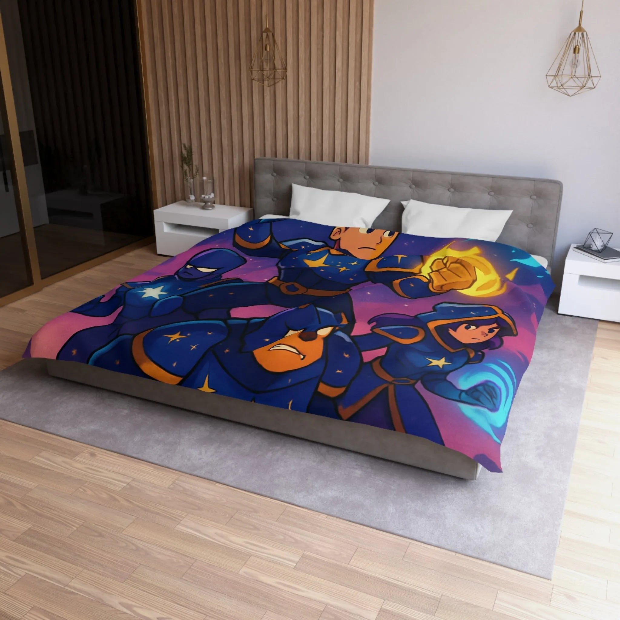 Housse de Couette Microfibre Art Graphique Contemporain Style Décoratif Chambre Tendance