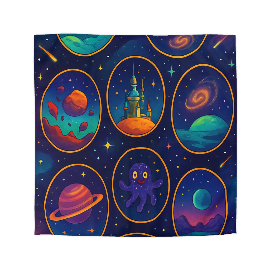 Housse de couette colorée de l'espace avec planètes et étoiles pour chambre enfant