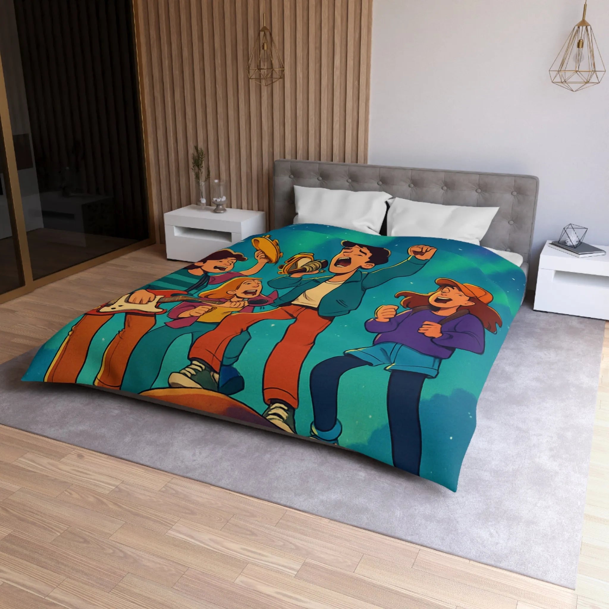 Housse de Couette Microfibre Art Graphique Contemporain Style Décoratif Chambre Tendance