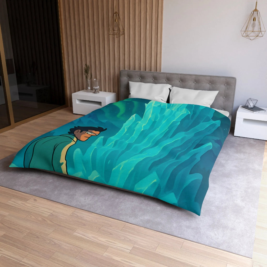 Décor polaire avec icebergs géants et exploration nocturne sous aurores boréales glaciales