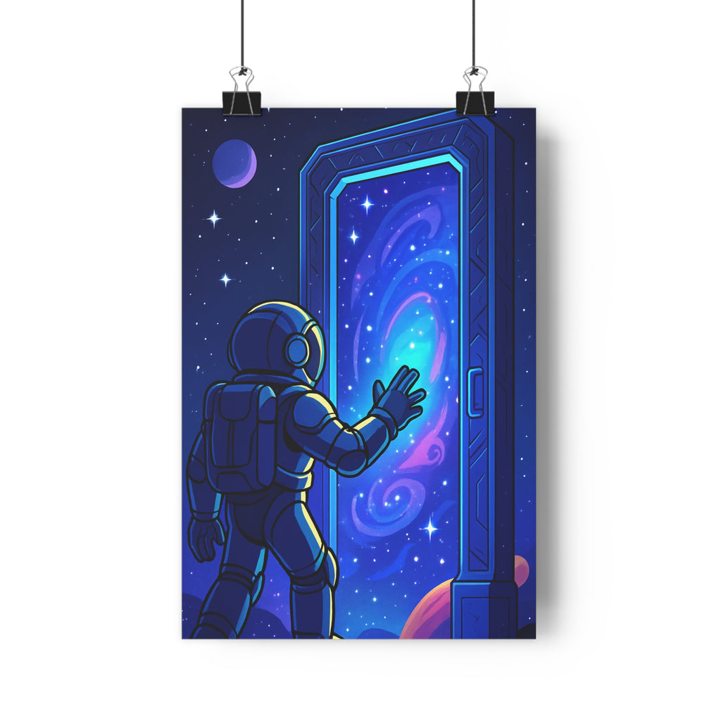 Poster décoratif astronaute bleu violet cartoon mystique chambre enfant bureau futuriste 30x46 cm qualité