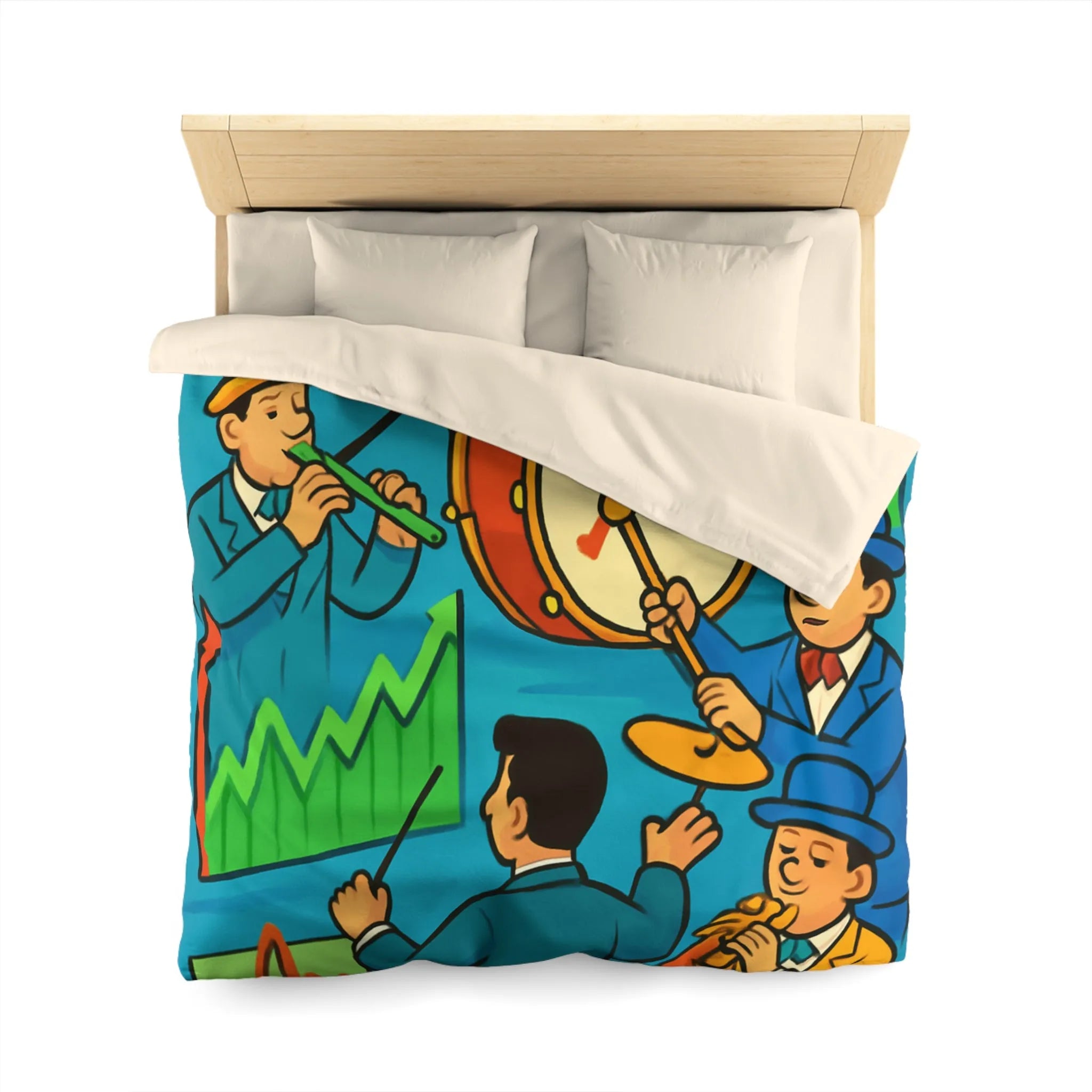 Housse de Couette Design Musiciens et Graphiques de Croissance pour Chambre Moderne