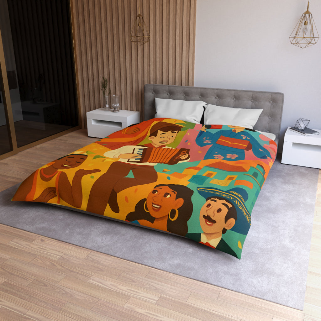 Housse de Couette Multiculturelle Vibrante avec Traditions et Musique du Monde Entier