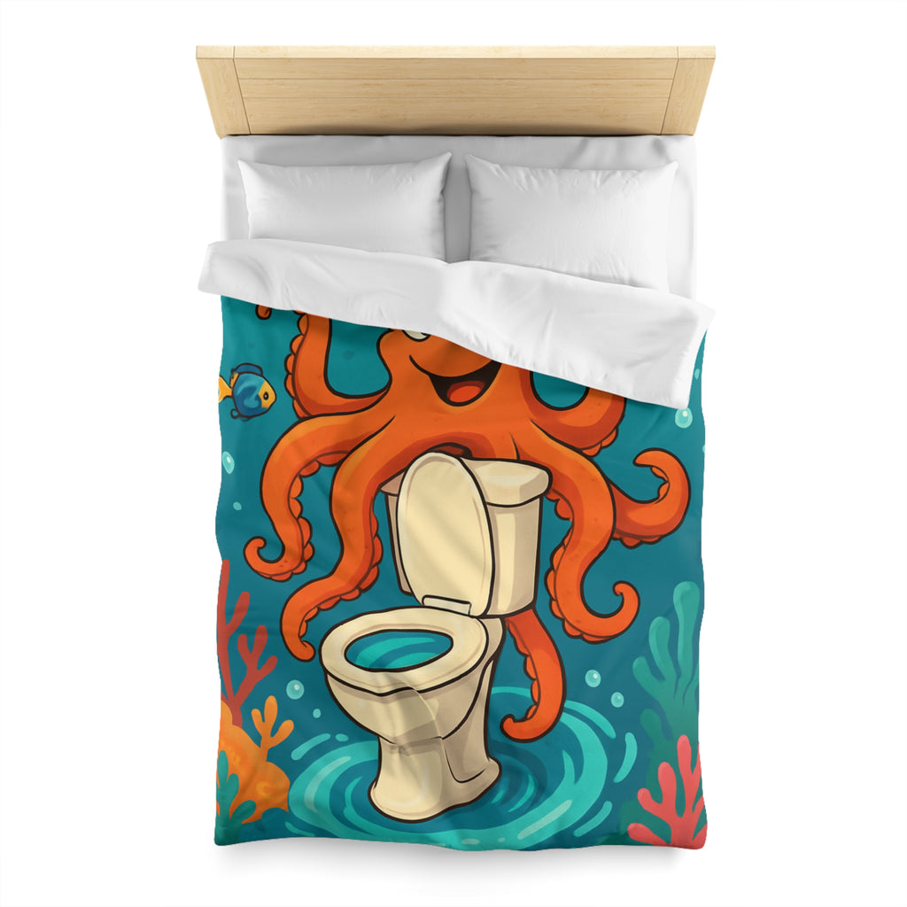 Housse de Couette Thème Marin avec Poulpe Joyeux et WC Tourbillonnant