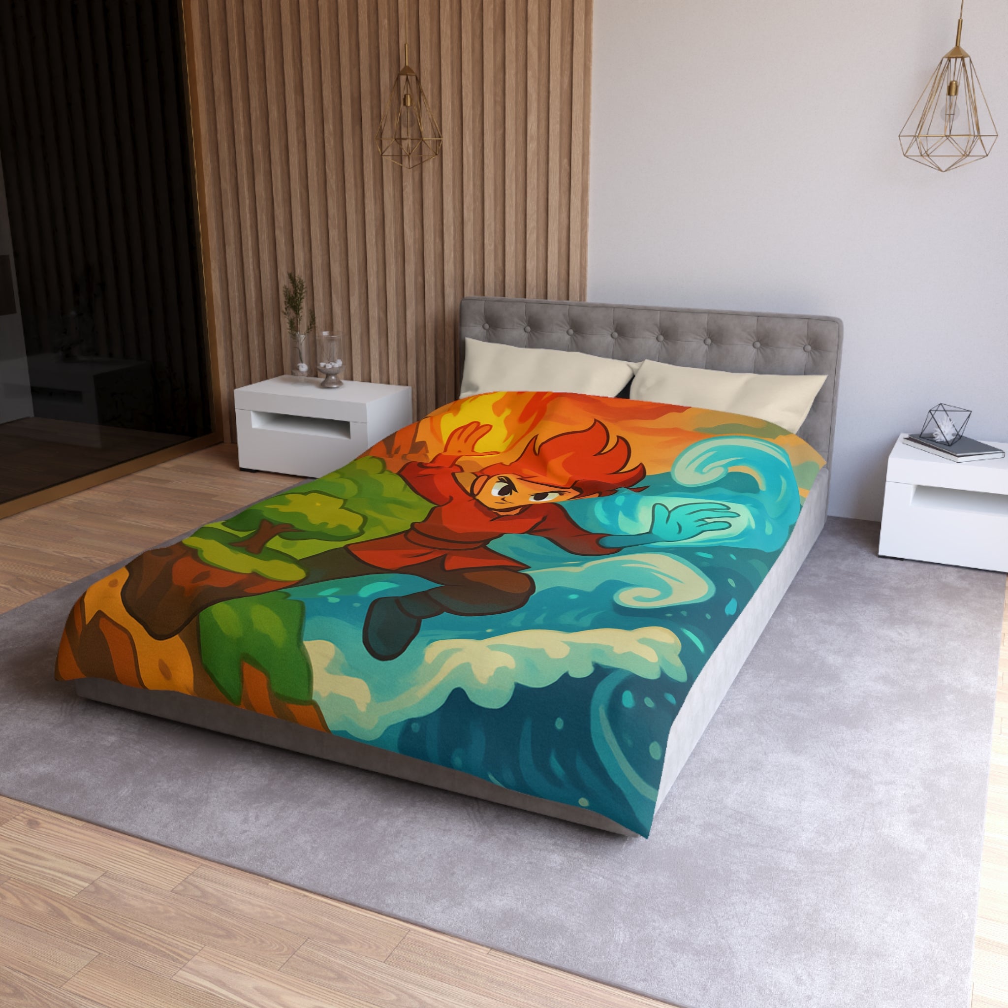 Housse de Couette Microfibre Motif Créatif Original Style Contemporain Chambre Élégante