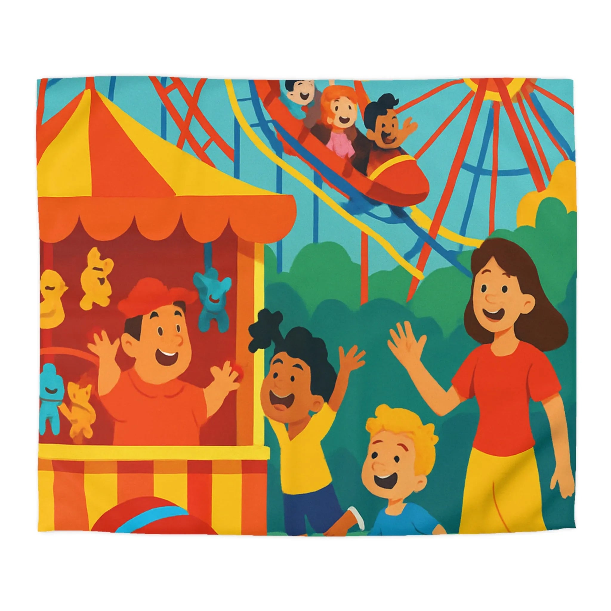 Housse de couette amusante pour enfants avec parc d'attractions coloré et joyeux