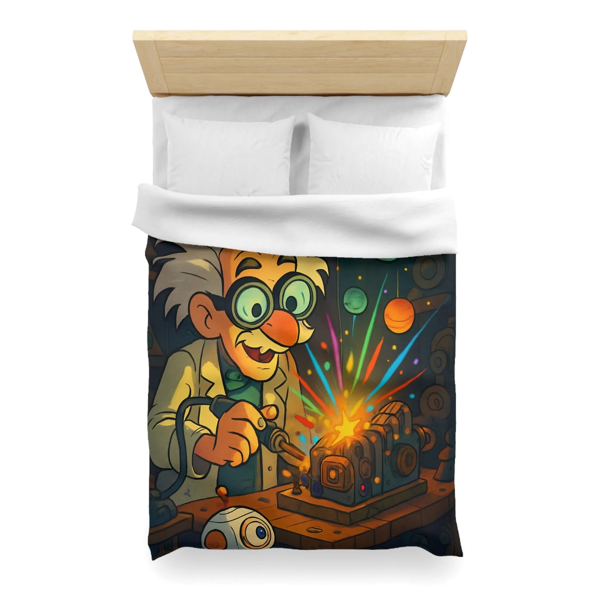 Housse de Couette Cosmos Inventeur Fantastique avec Planètes et Robot Mignon