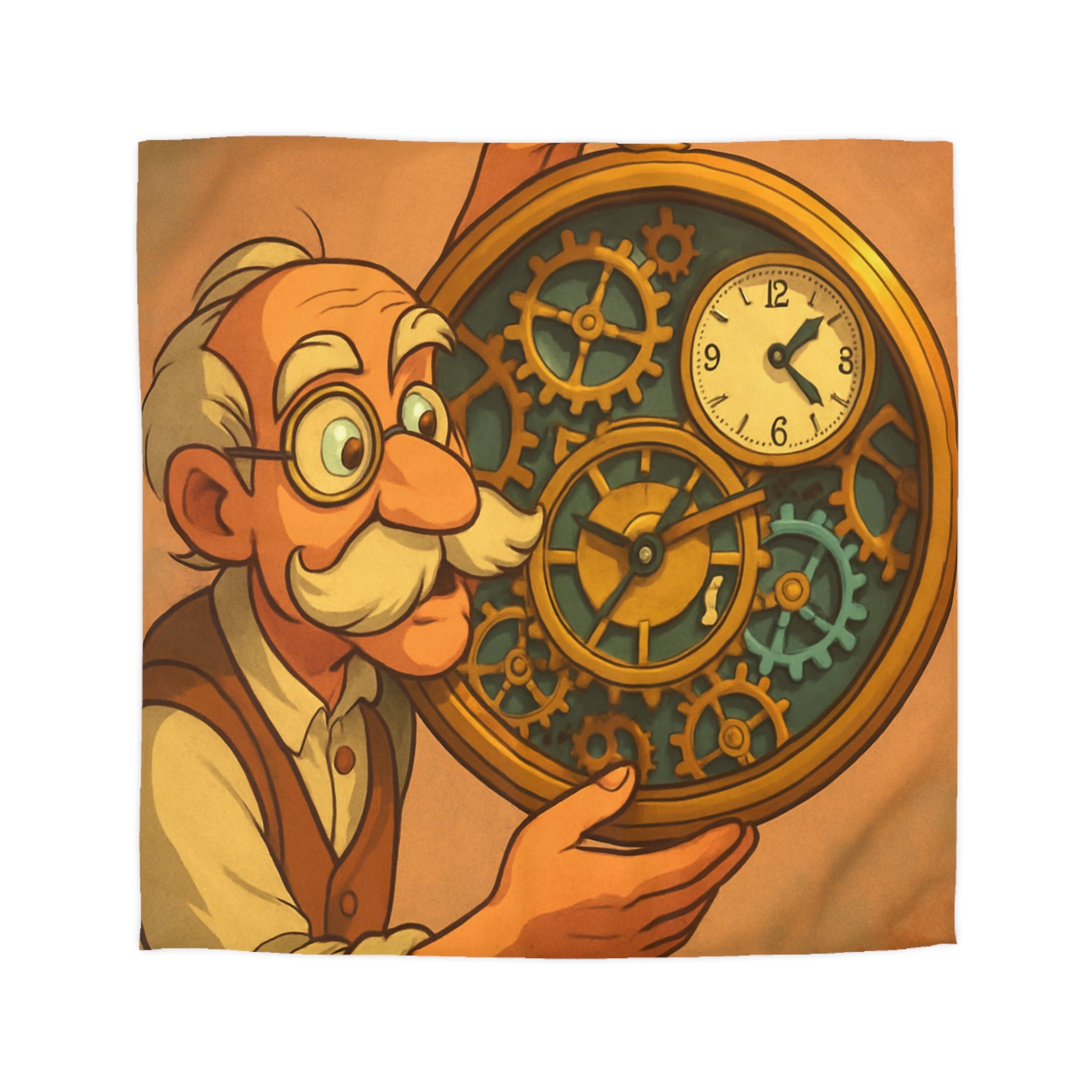 Housse de Couette Vintage Horloger avec Design Unique d'Engrenages et Montre Ancienne