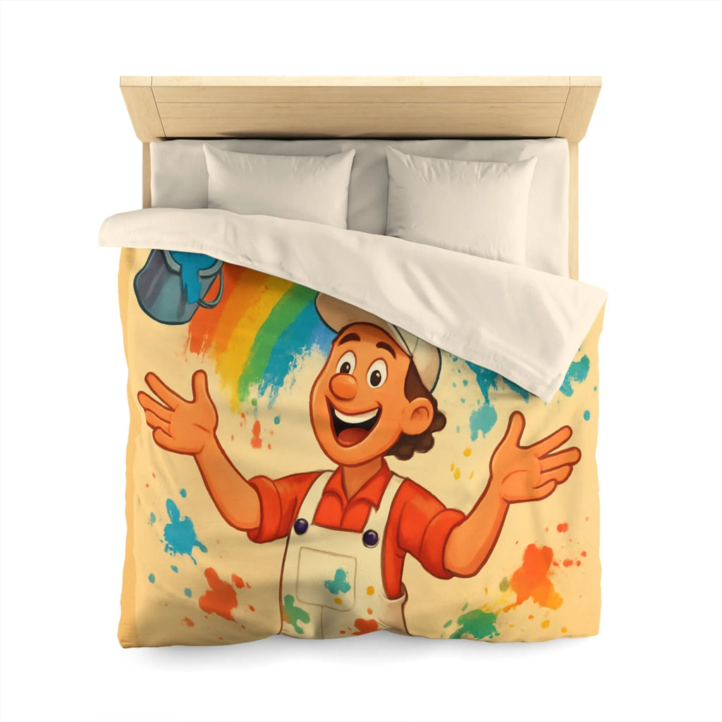 Housse de Couette Colorée avec Arc-en-ciel Artiste Jetant Peinture Joyeusement
