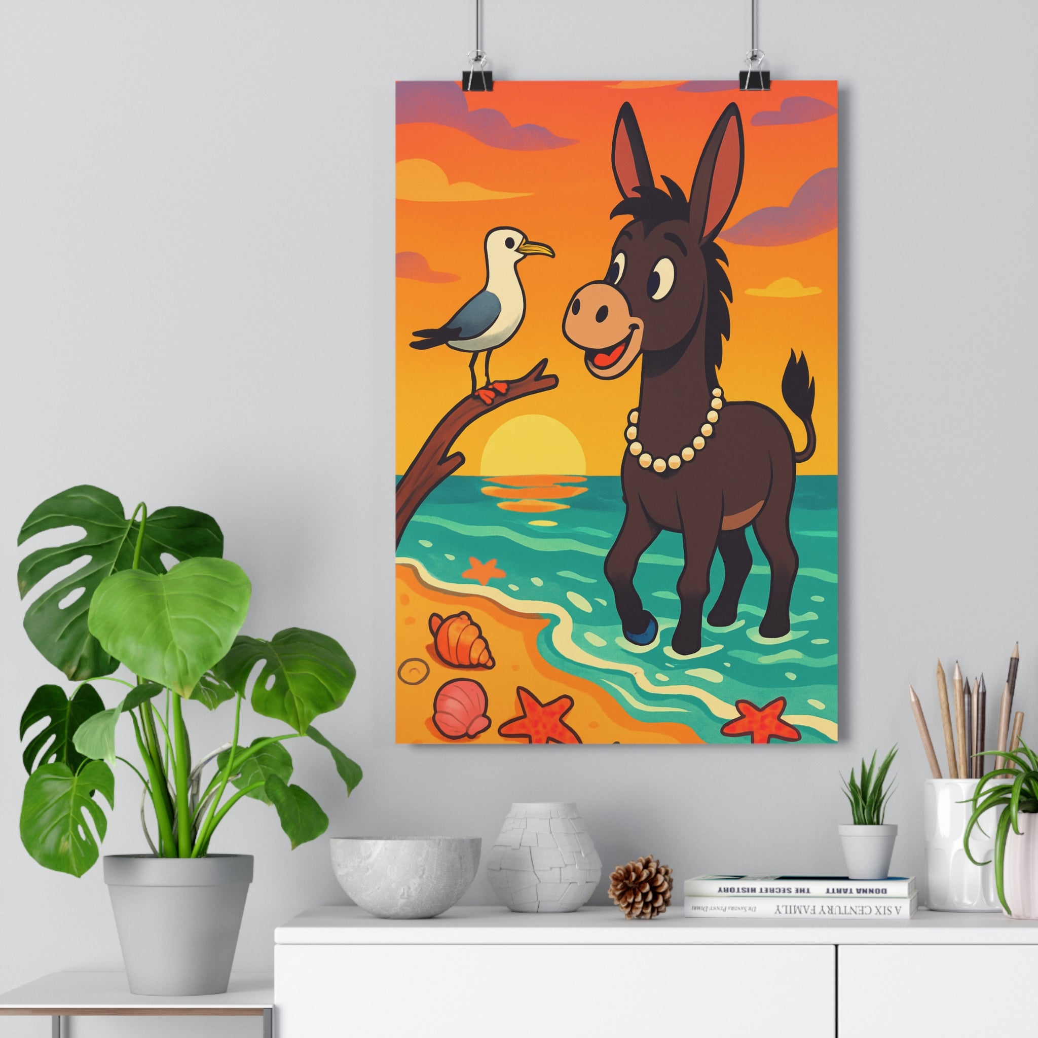 Poster décoratif balnéaire mer émeraude vintage joyeux salon chambre enfant nature couleurs chaudes qualité