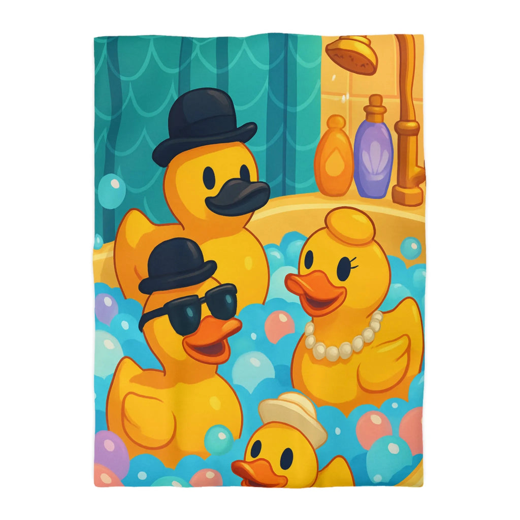 Housse de Couette Canards Amusants : Éléments Éclatants et Bain Coloré pour Chambre Enfant