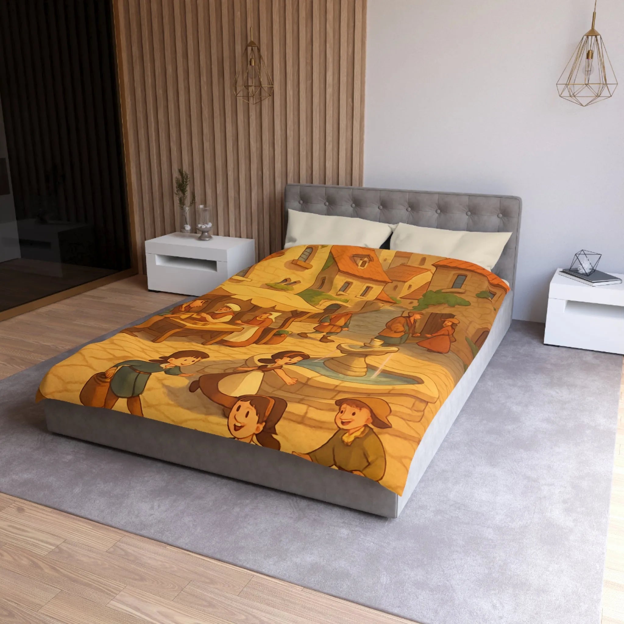 Housse de Couette Microfibre Art Graphique Contemporain Style Décoratif Chambre Tendance