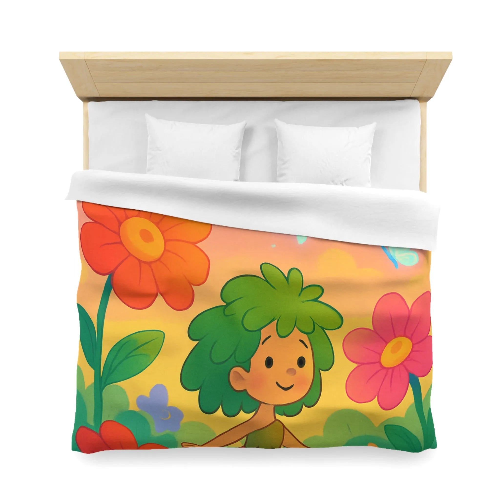 Enchantement floral coloré avec nuages et papillons parfait pour chambre d'enfant rêveuse