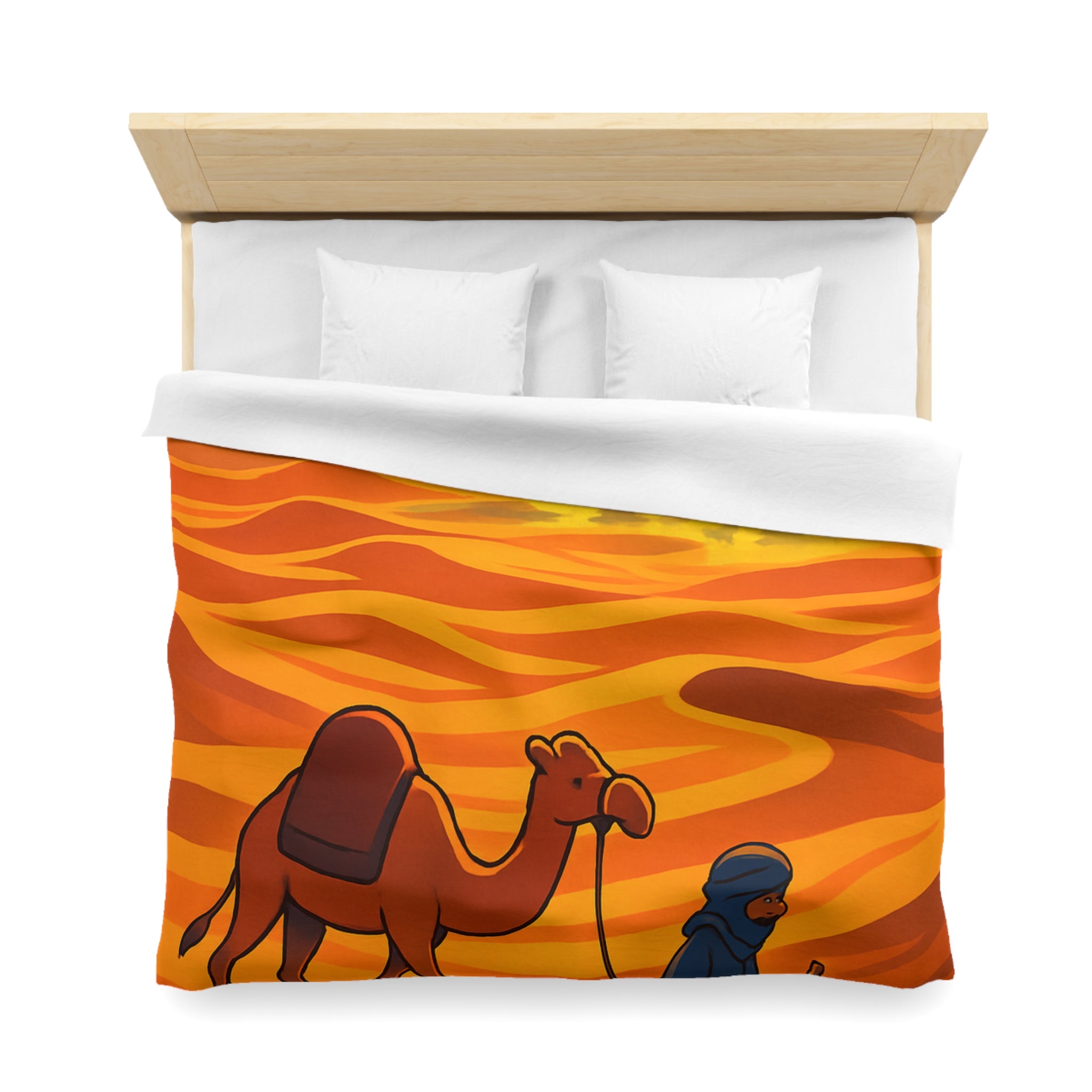 Sublime illustration de désert avec dromadaire et oasis pour housse de couette exotique