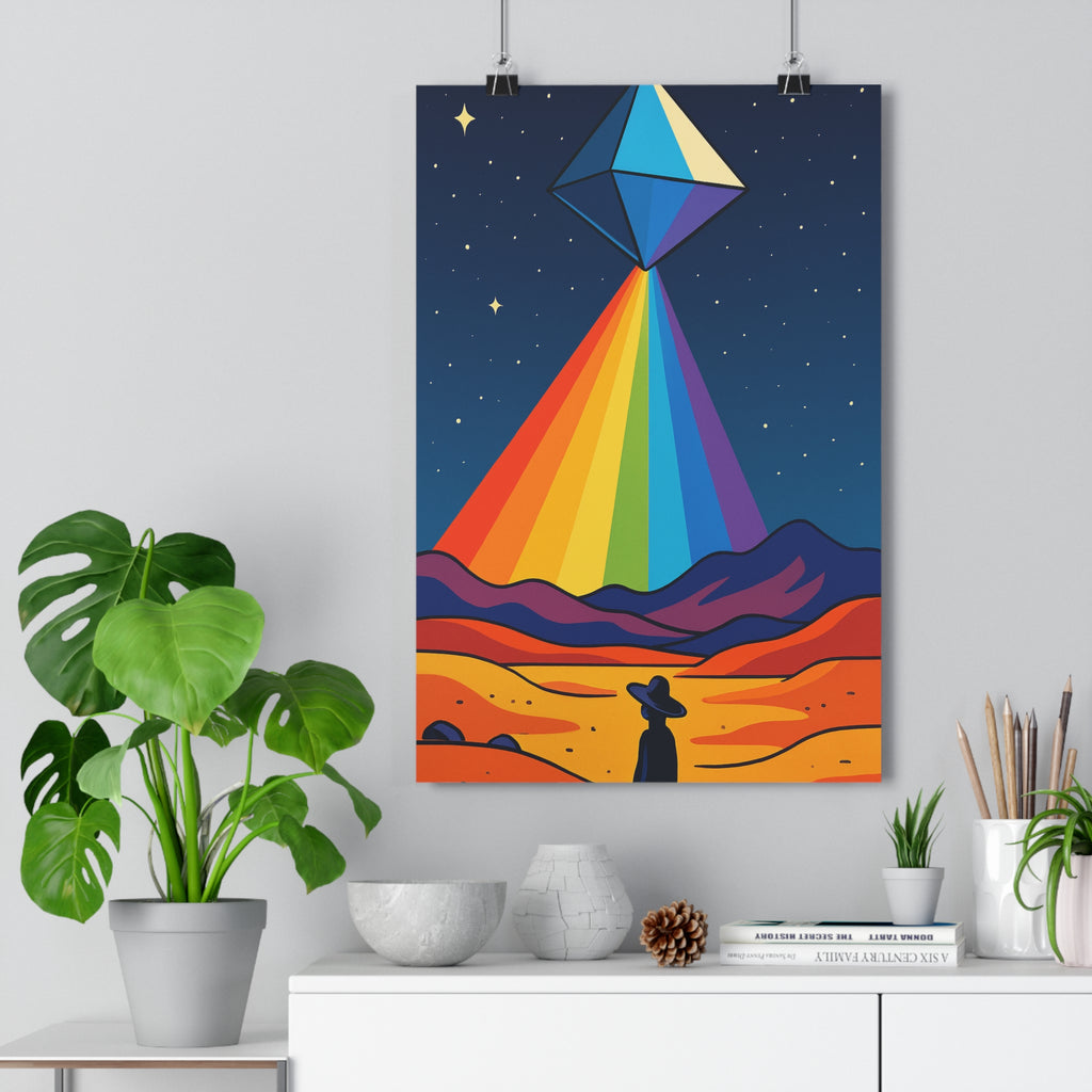 Poster décoratif psychédélique dessin animé coloré silhouette mystique salon chambre paysage arcenciel intrigue qualité