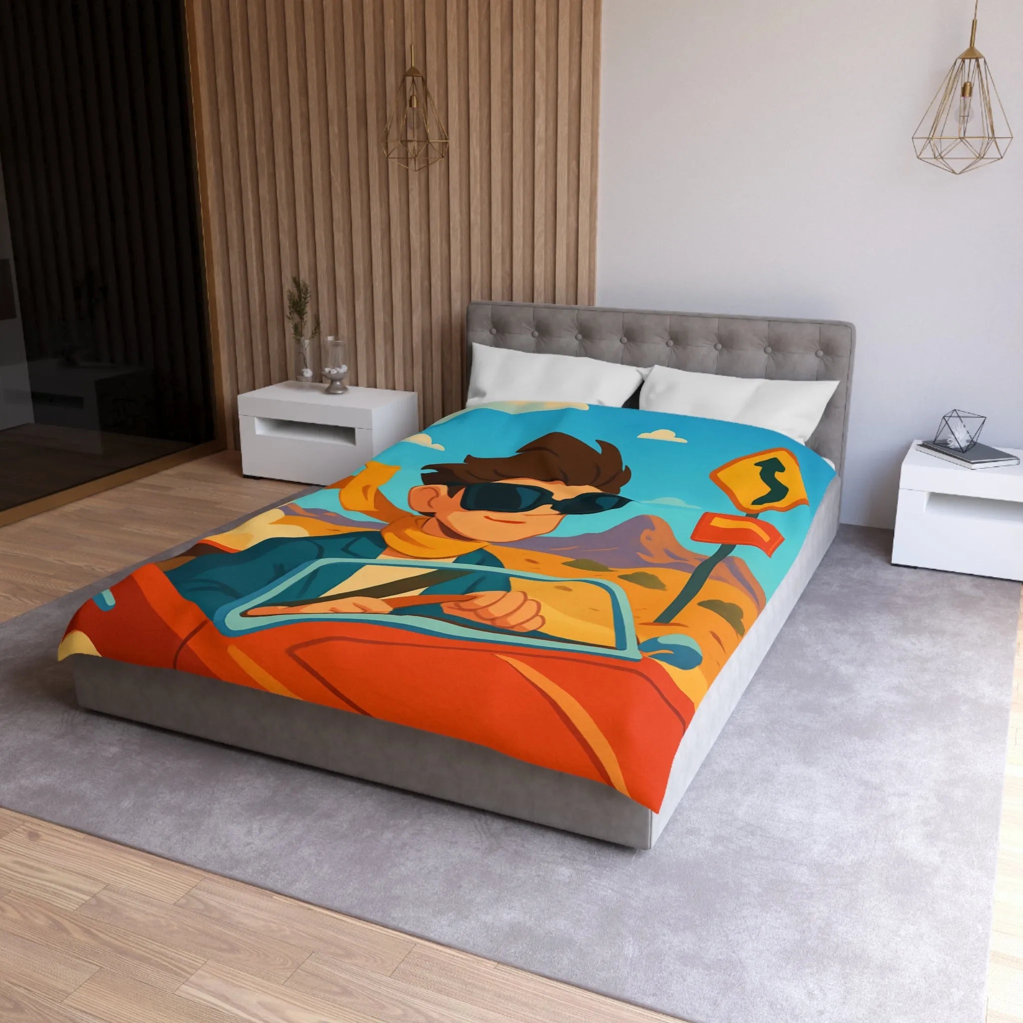 Housse de Couette Microfibre Art Graphique Contemporain Style Décoratif Chambre Tendance