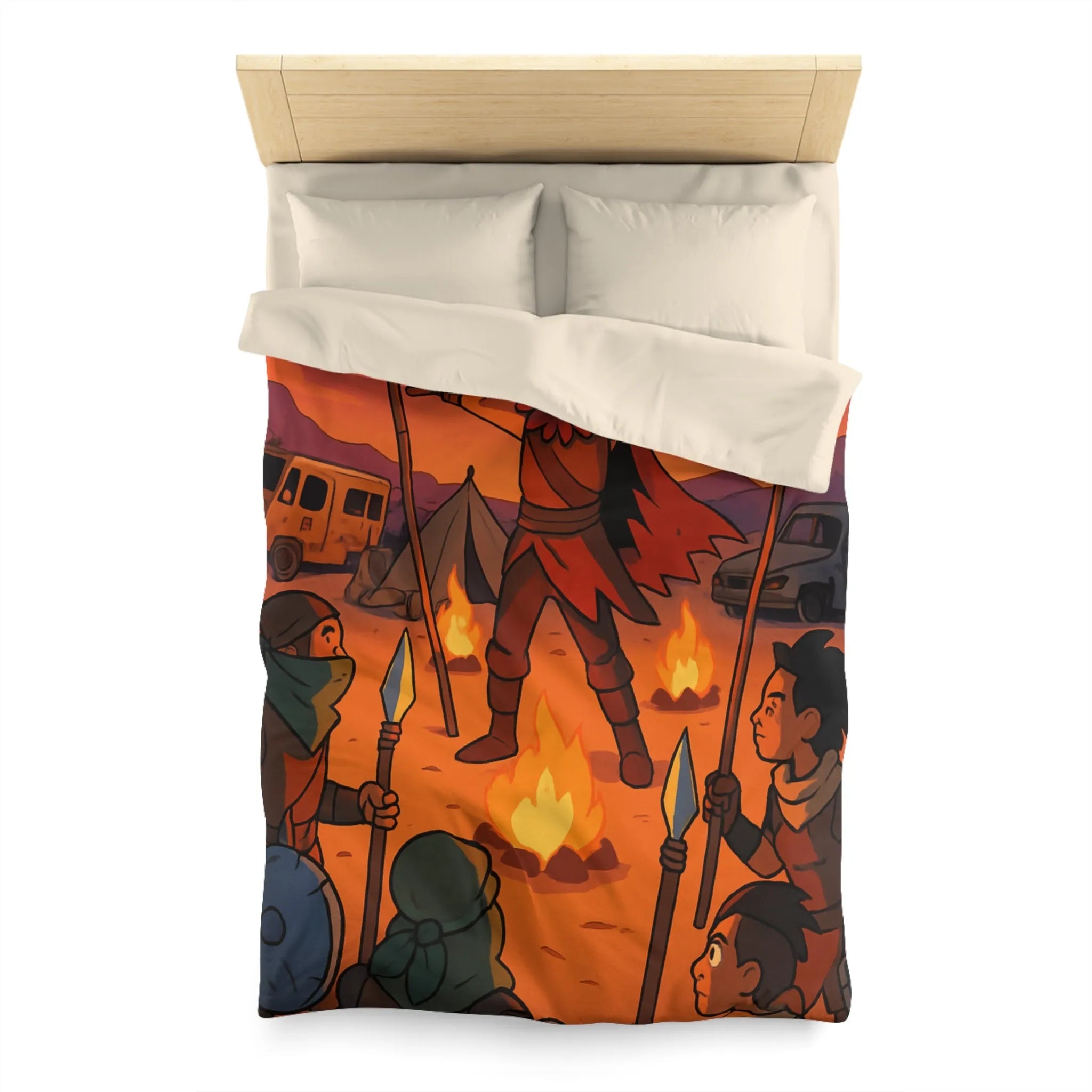 Housse de couette avec scène mystique de rassemblement nocturne pour aventure épique