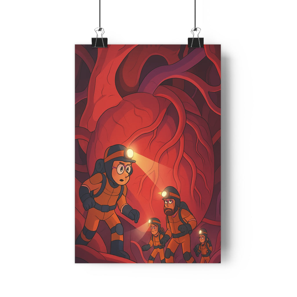 Poster décoratif aventure futuriste rouge orange dessin animé chambre enfant bureau original exploration qualité