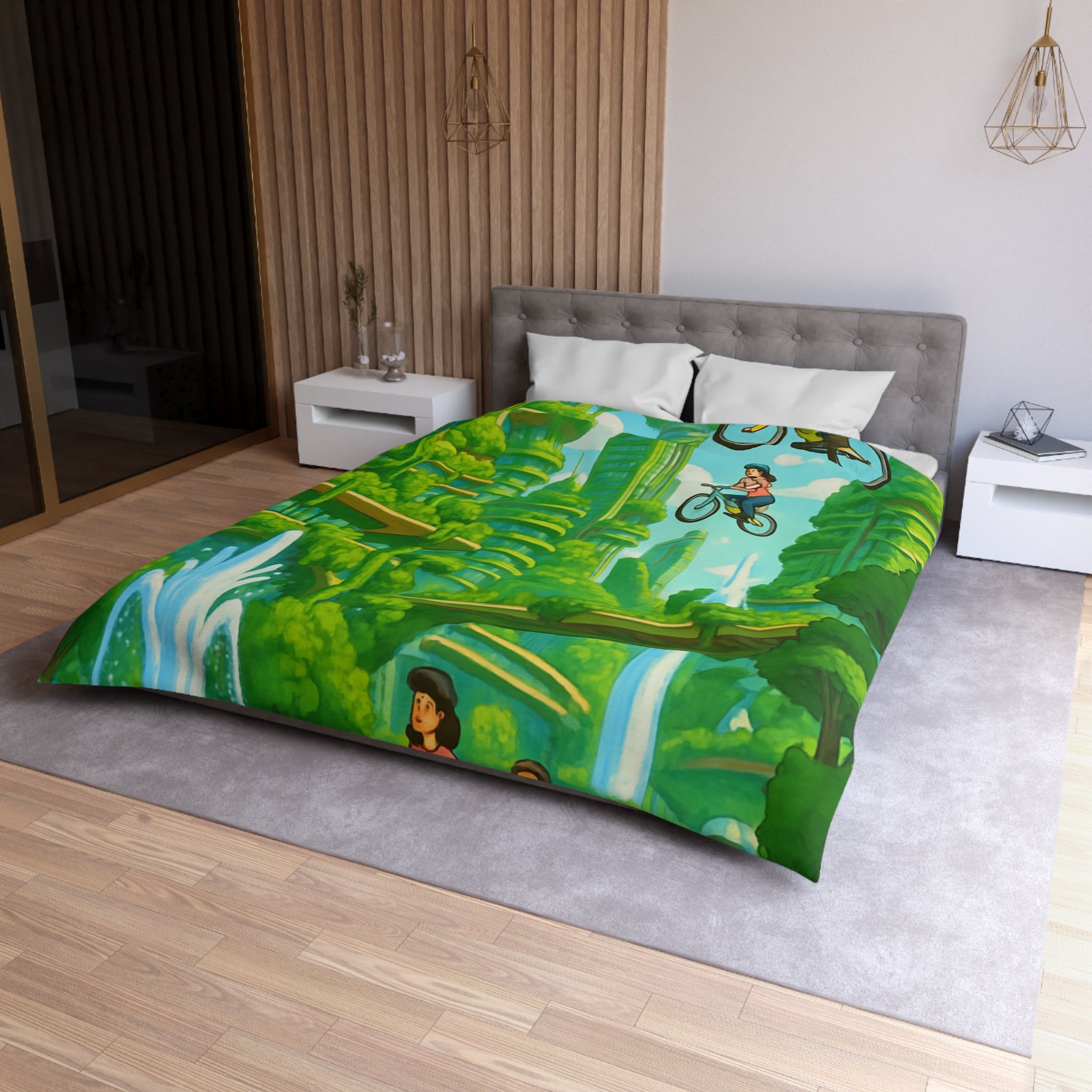 Housse de Couette Microfibre Design Artistique Moderne Décoration Chambre Confort Premium