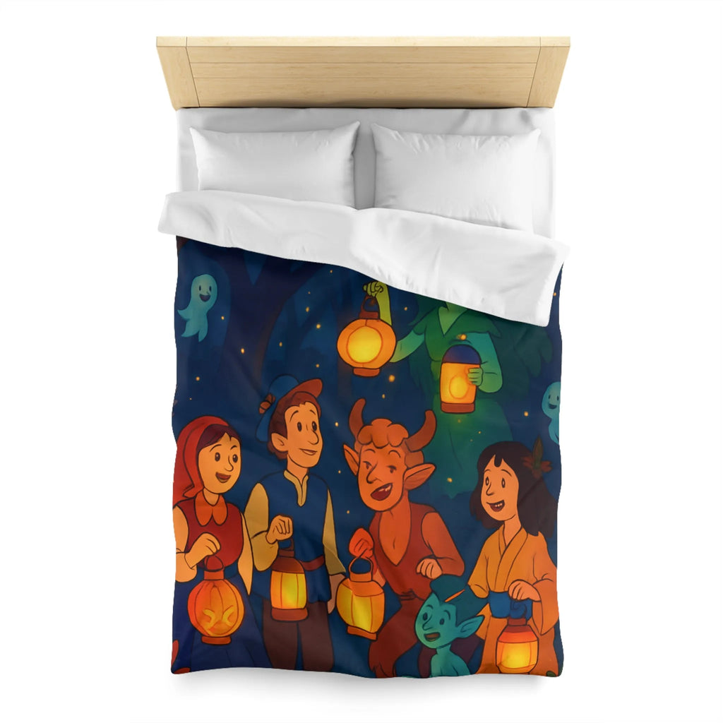 Housse de couette magique avec lanterne, créatures fantastiques et forêt enchantée