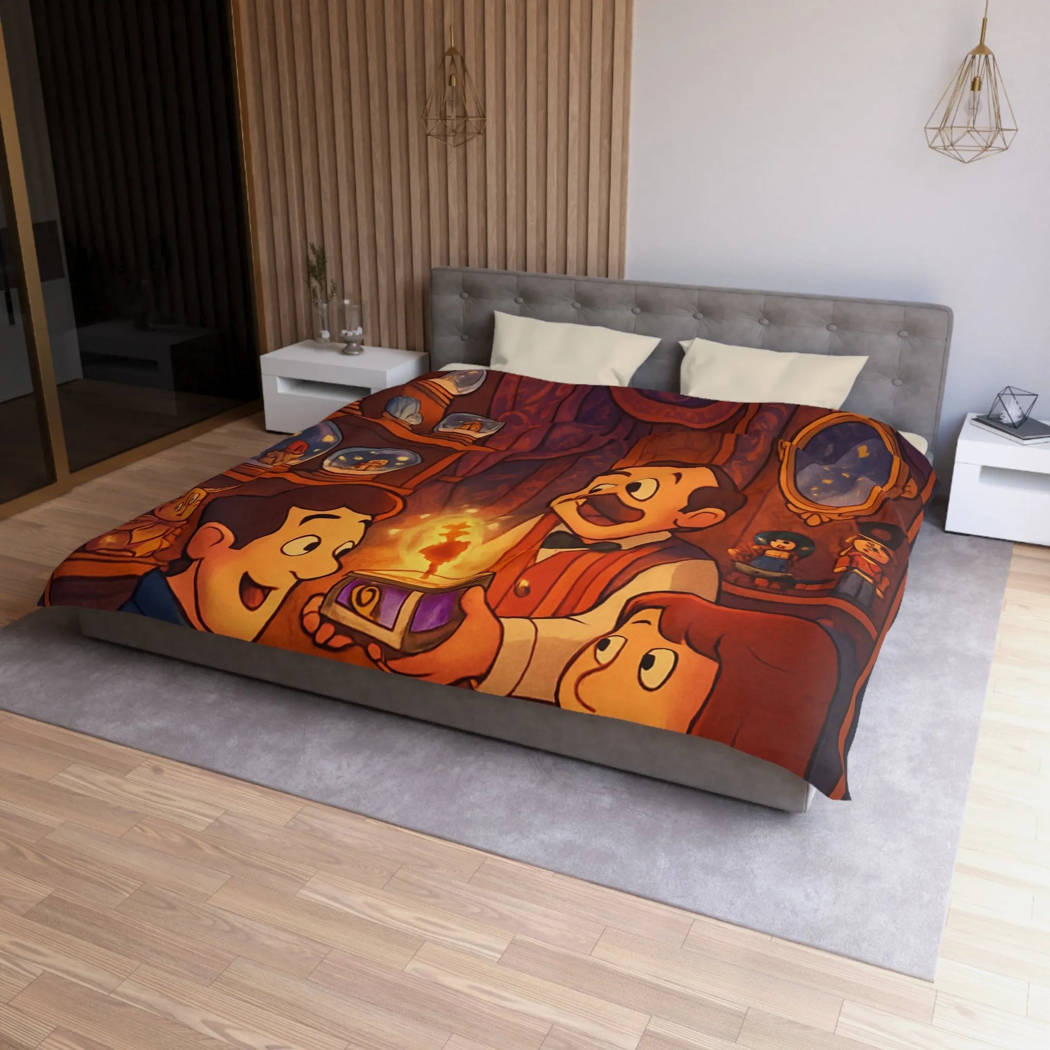 Housse de Couette Microfibre Art Graphique Contemporain Style Décoratif Chambre Tendance