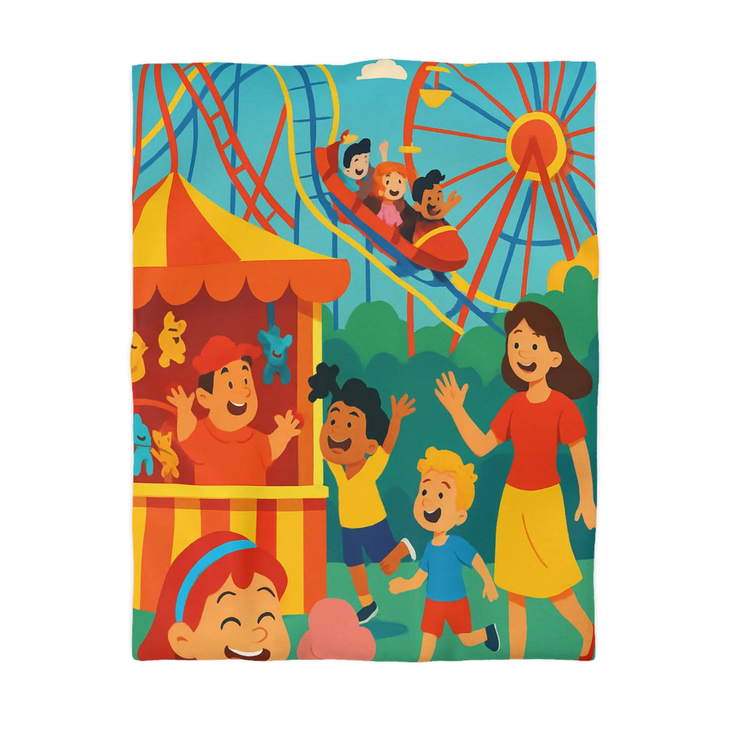 Housse de couette amusante pour enfants avec parc d'attractions coloré et joyeux