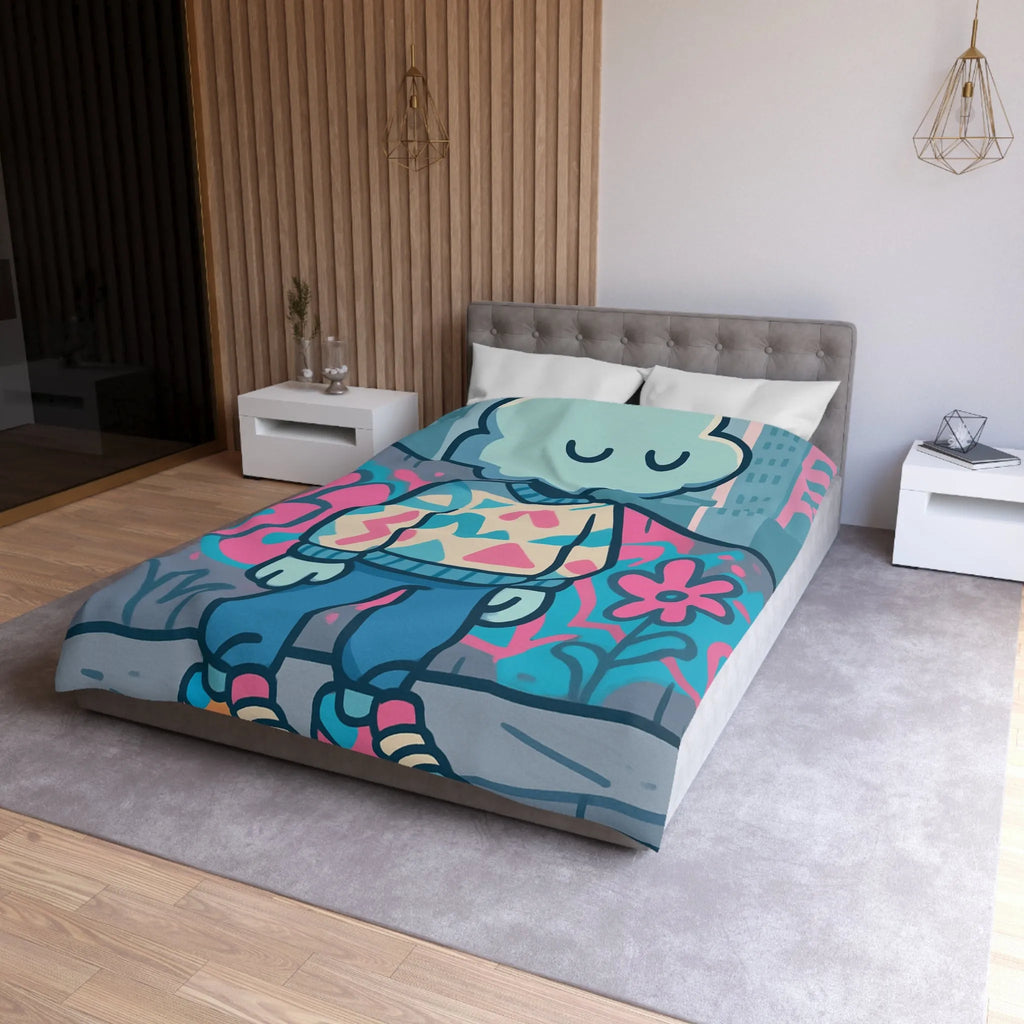 Housse de Couette Design Nuage et Street Art pour Chambre Fun et Colorée