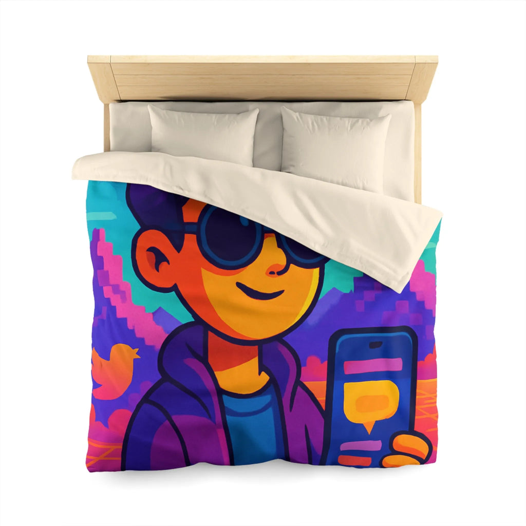 Housse de Couette Idéale pour Chambre Moderne avec Motifs Numériques Abstraits et Colorés