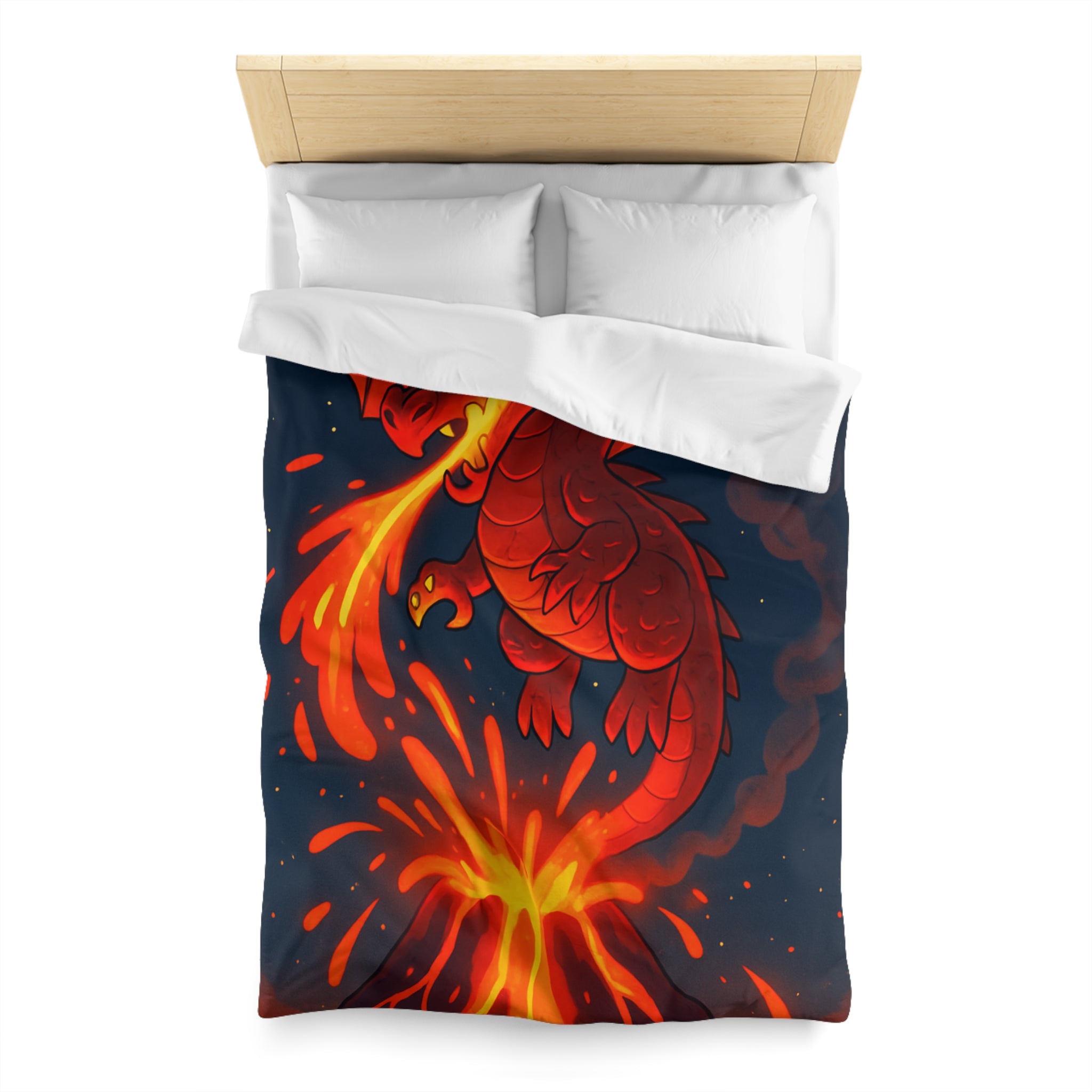 Intense Housse Dragon Rouge Feu Volcanique Ambiance Nocturne Idéale pour Chambre Fantasy