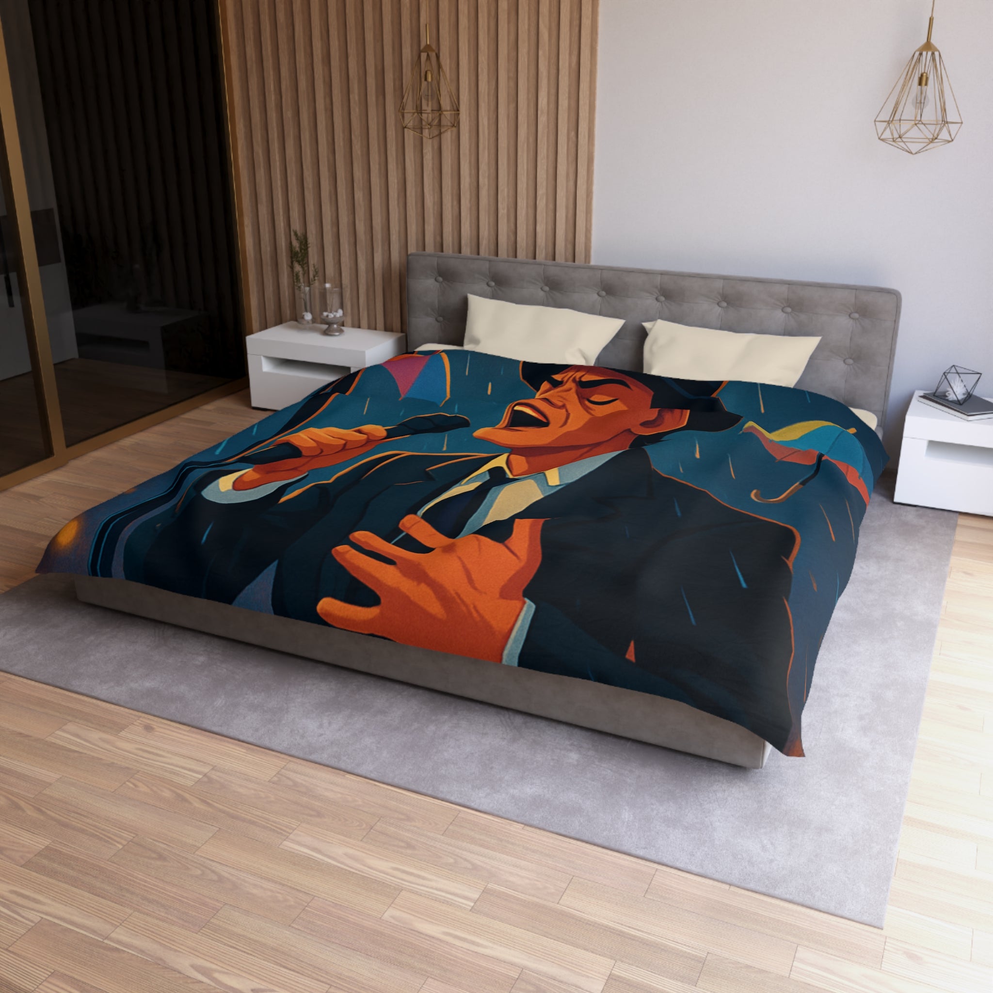 Housse de Couette Microfibre Illustration Unique Design Moderne Décoration Intérieure Raffinée