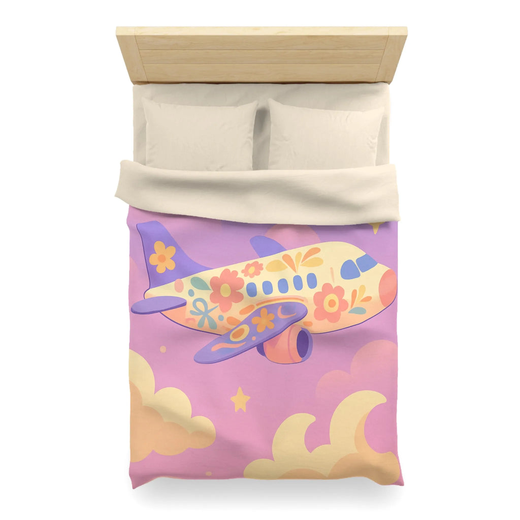 Housse de Couette Enfant Avion Fleuri, Repos Rêveur pour Chambre Cocon Douillet
