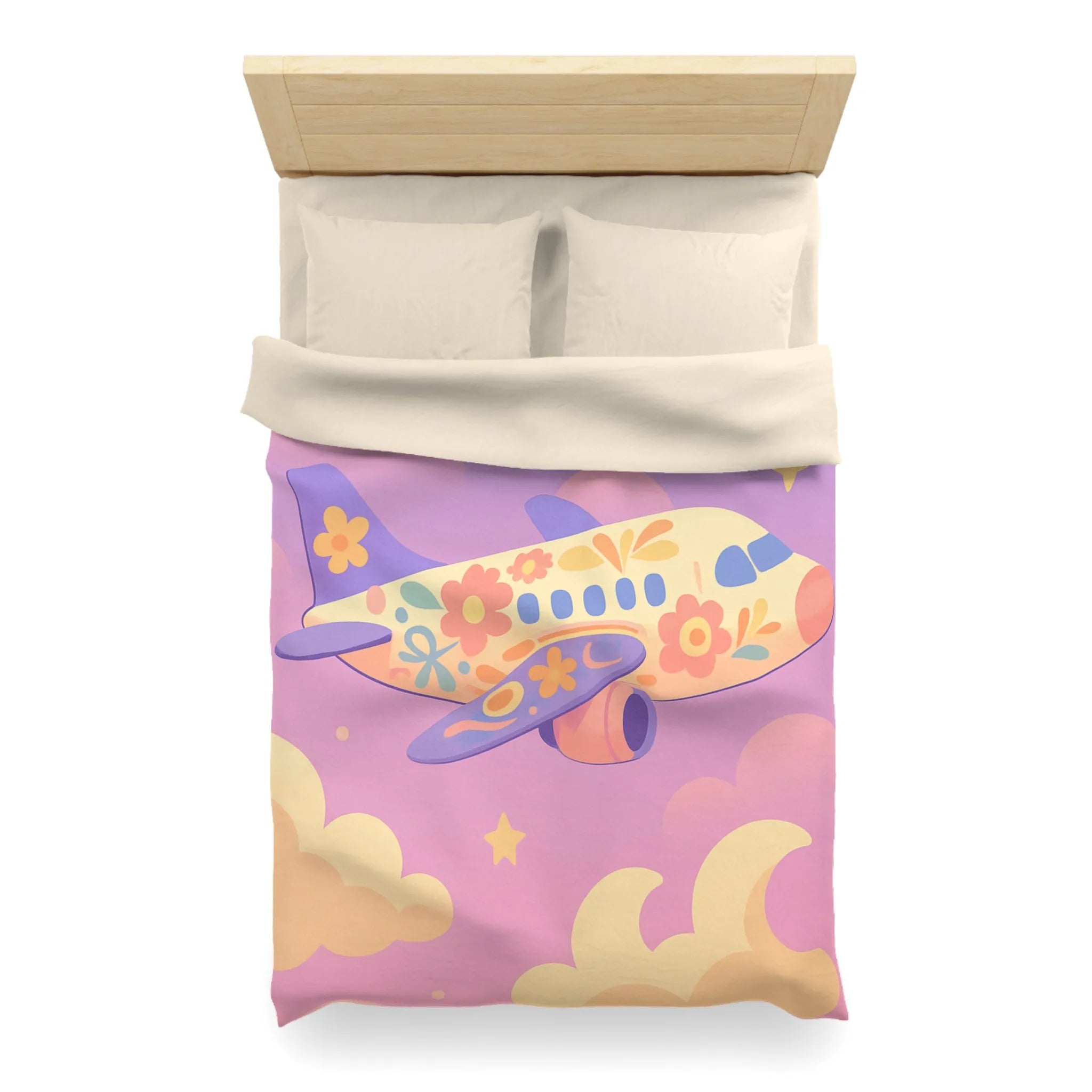 Housse de Couette Enfant Avion Fleuri, Repos Rêveur pour Chambre Cocon Douillet
