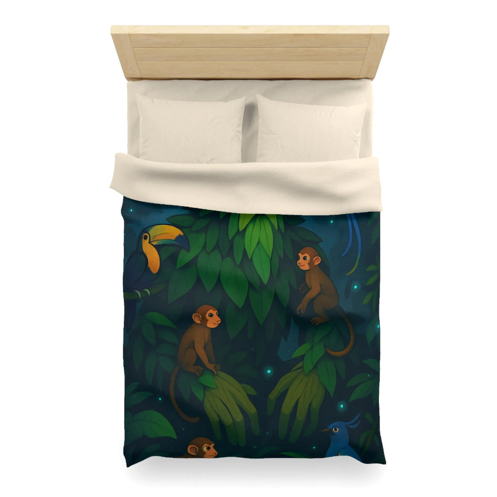 Housse de couette forêt enchanteresse avec animaux exotiques et créature mystérieuse