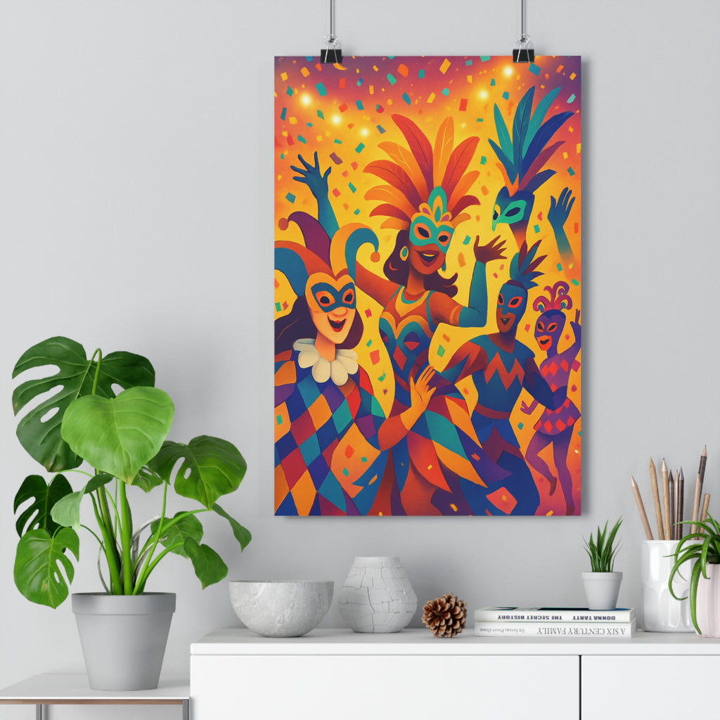 Poster décoratif cartoon bleu orange violet joyeux salon chambre intérieur dynamique vibrant ambiance festive