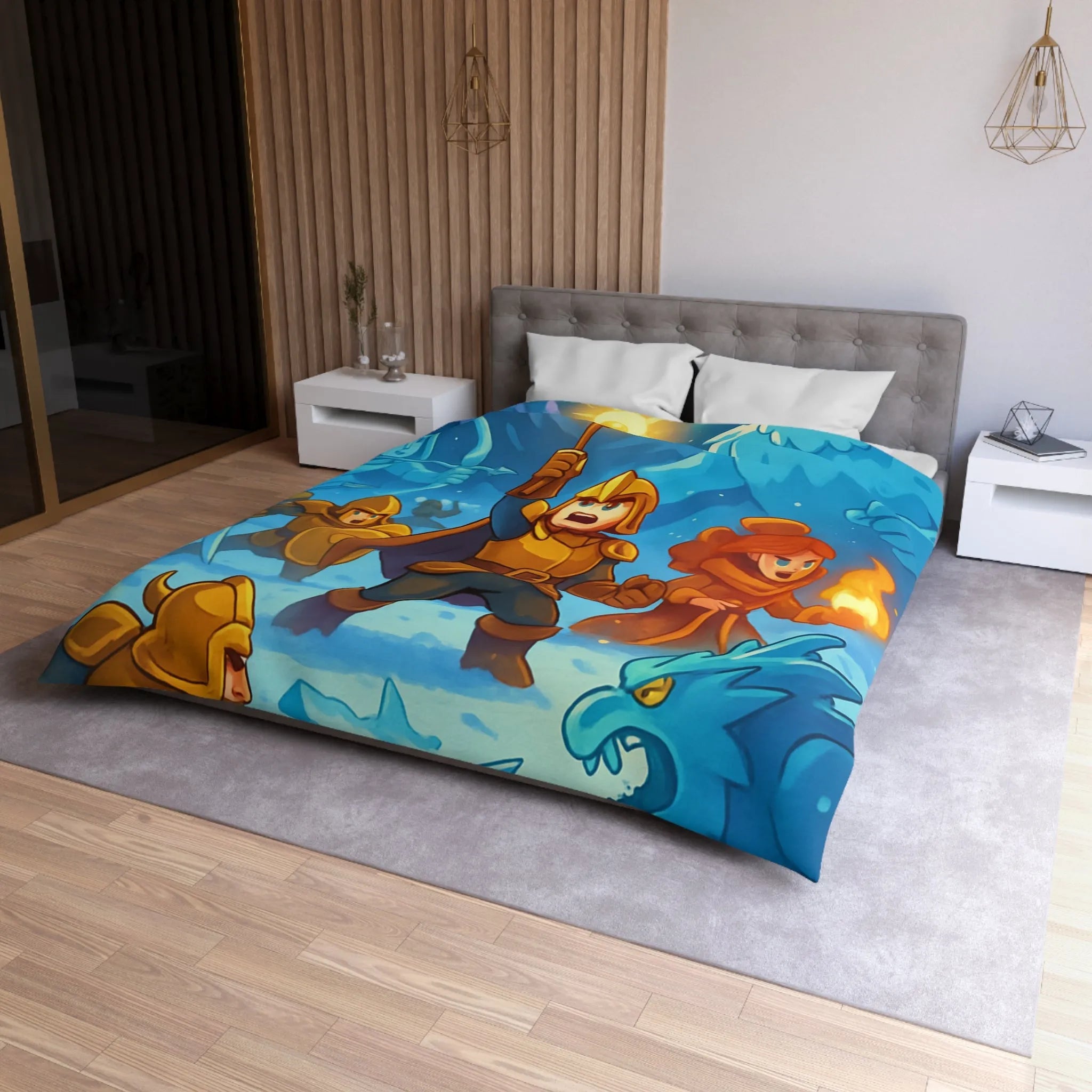 Housse de Couette Microfibre Art Graphique Contemporain Style Décoratif Chambre Tendance