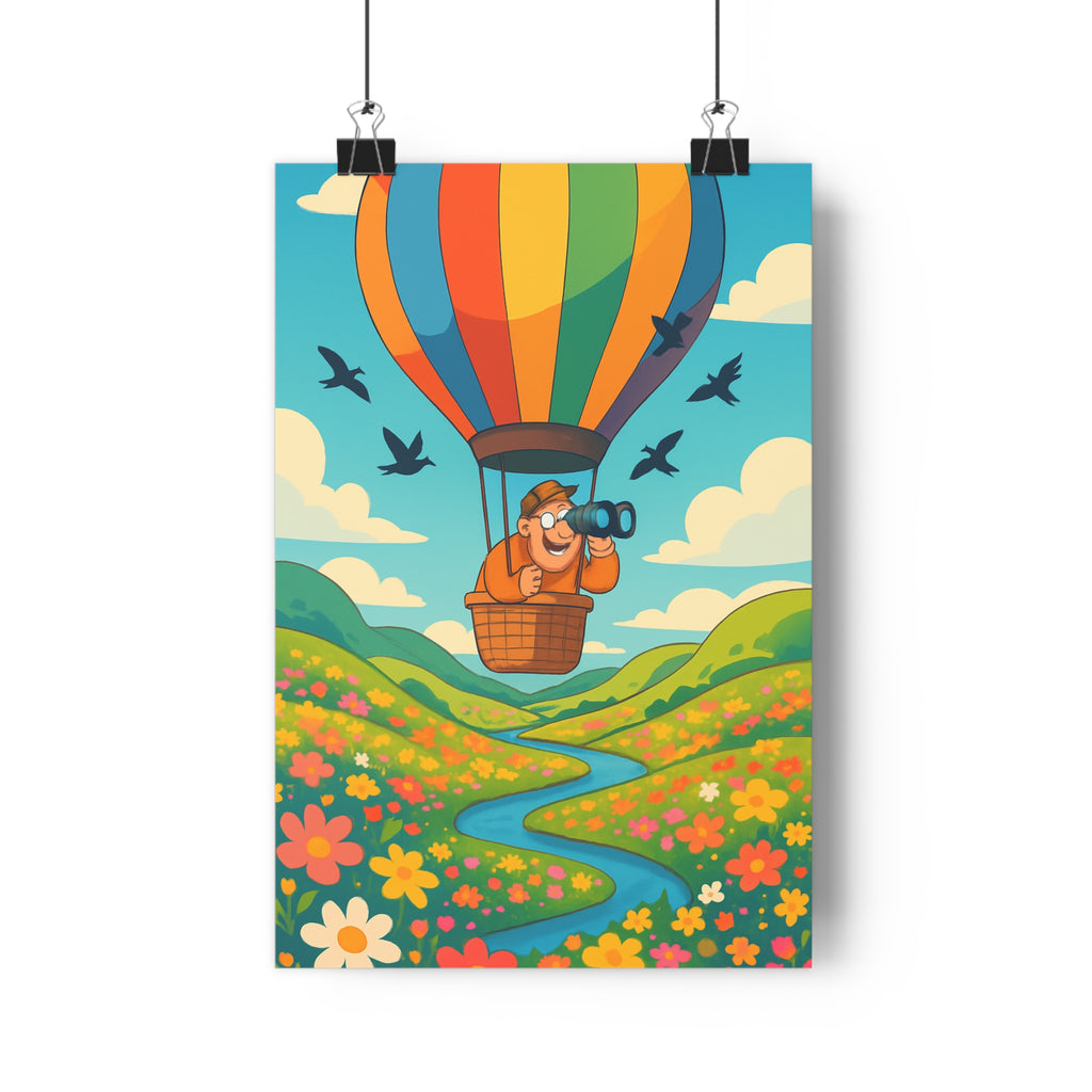Poster décoratif cartoon multicolore joyeux enfant chambre aventure paysage coloré lumineux relaxant apaisant qualité