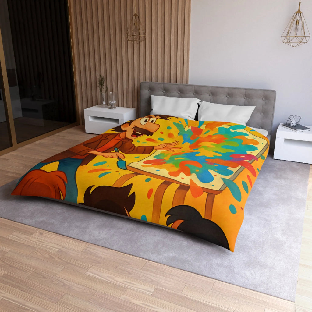 Housse de couette inspirée d'artiste créatif avec explosion de couleurs vibrantes et joyeuses
