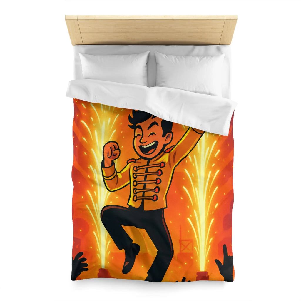 Housse de couette colorée avec personnage joyeux dans un spectacle éclatant et vibrant