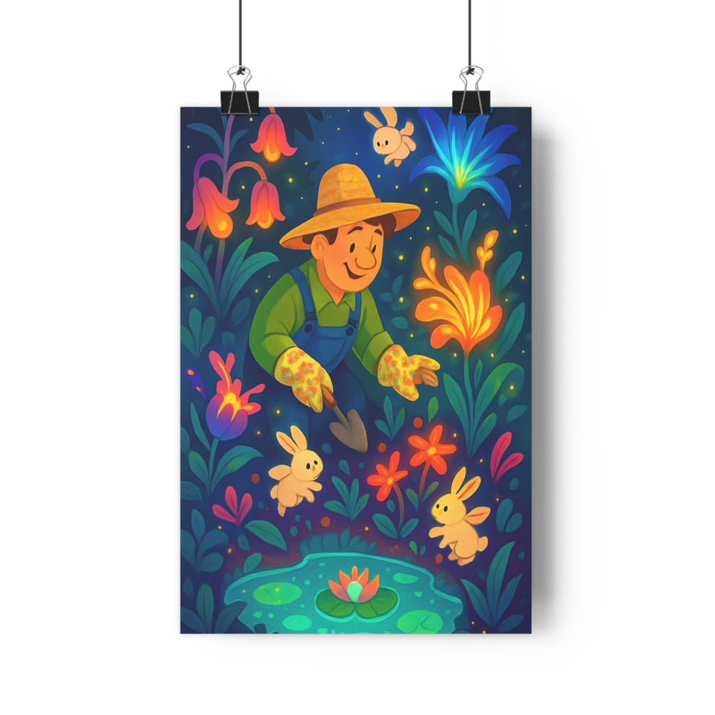Poster décoratif jardin féerique couleurs vives joyeux chambre enfant nature magique 30x46 cm qualité