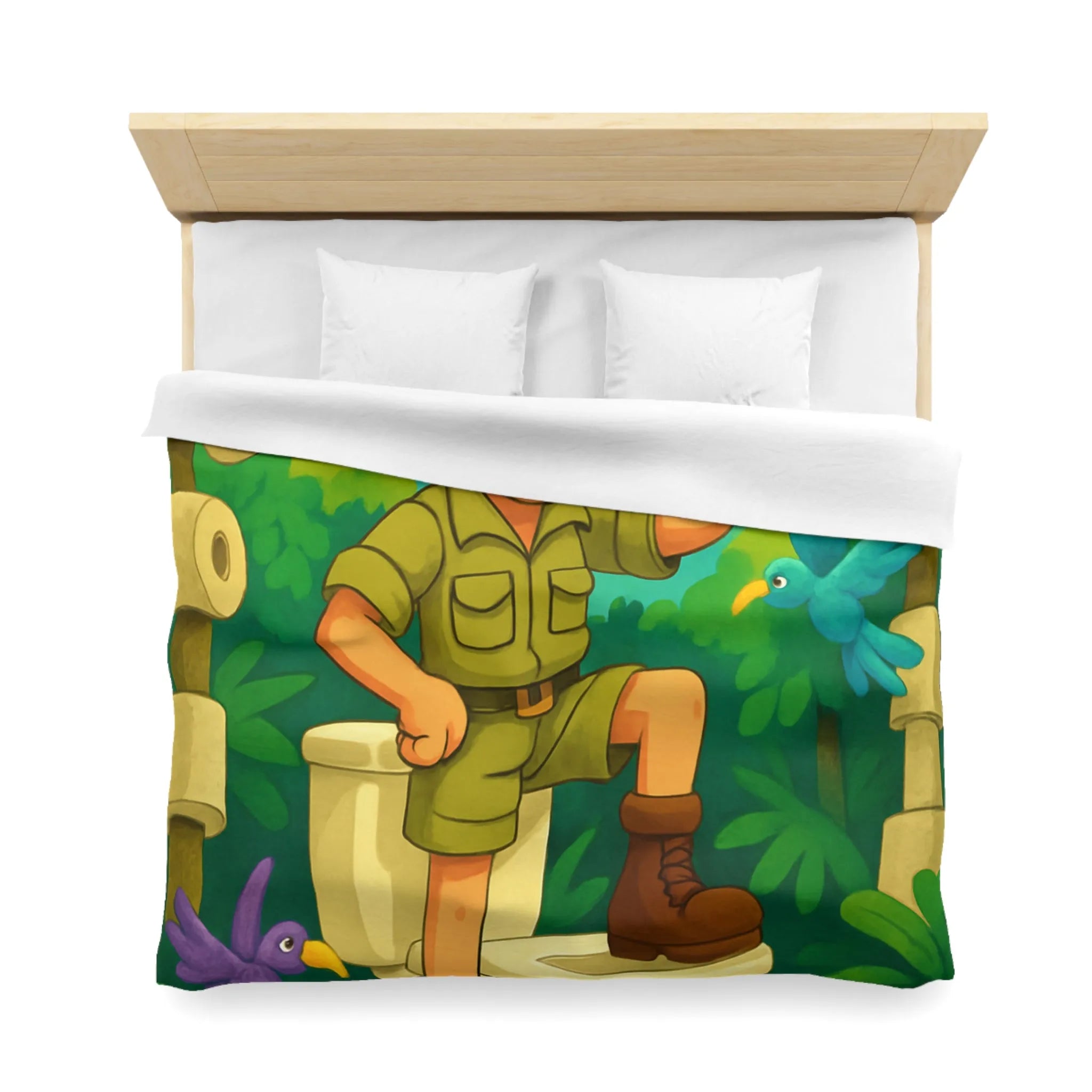 Housse de Couette Jungle Aventure avec Animaux aux Couleurs Vives et Drôle Explorateur