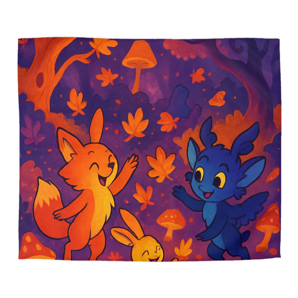 Housse de couette foret enchantée avec animaux fantastiques et ambiance féerique en couleurs vives